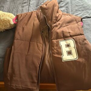 Brown Puffer Crop Vest